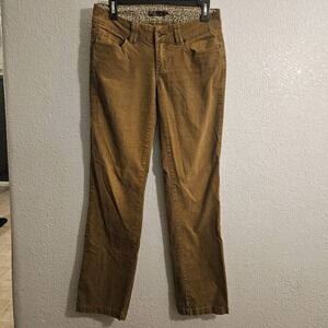 PrAna Corduroy Straight Leg Pants Women's Sz 4 Brown Cotton Blend Pants